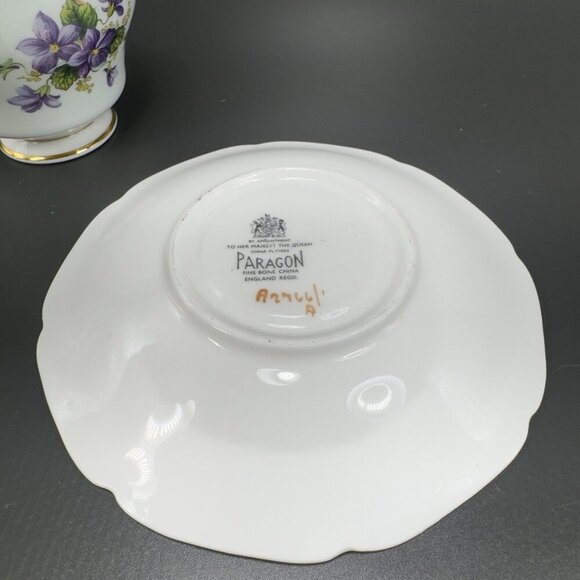 Paragon By Appointment To Her Majesty The Queen Teacup Saucer Set Purple Violets - Picture 5 of 14